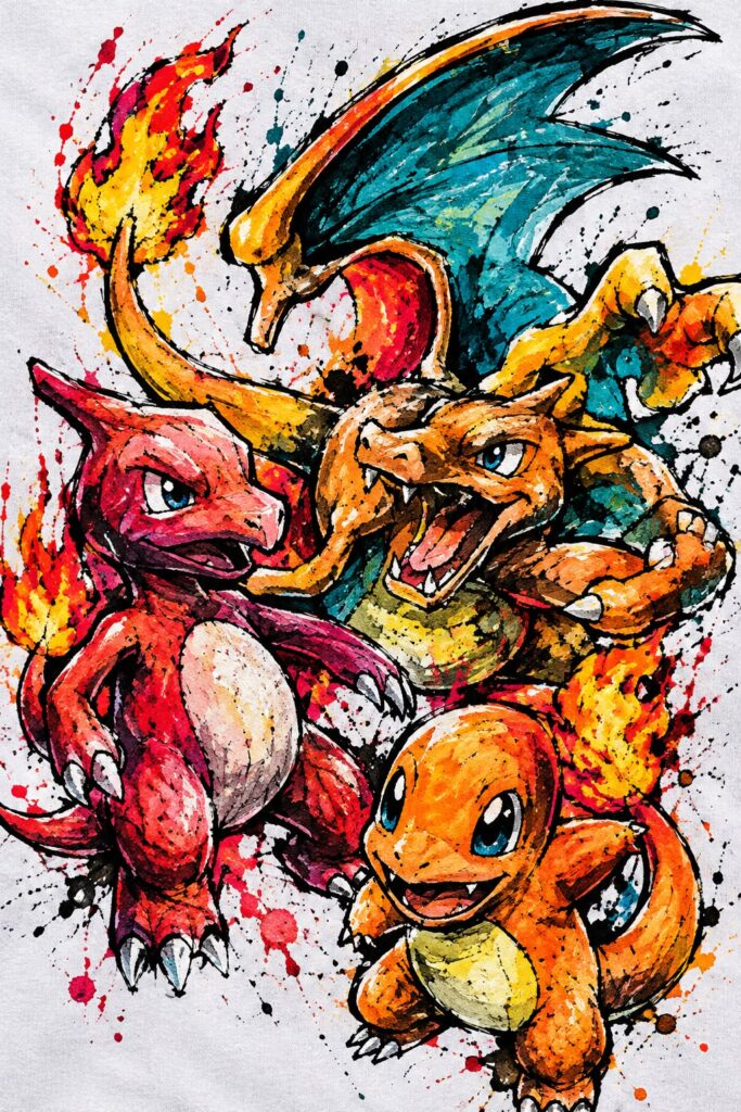 T-Shirt Pokemon Charmander Evolution